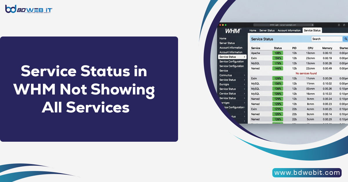 Service Status in WHM Not Showing All Services